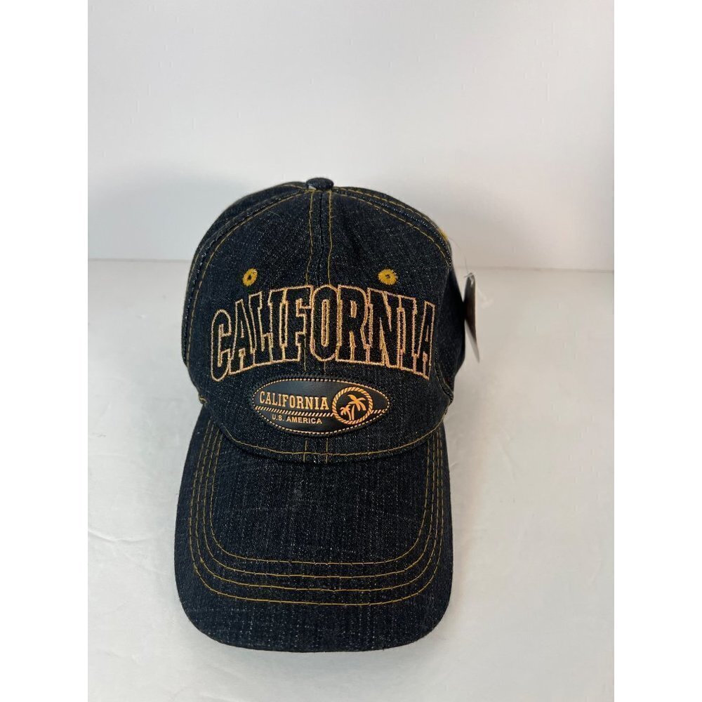 California Letters Spelled out Hat Cap Snap Back Adjustable Baseball Black Denim
